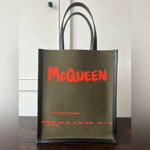 Alexander McQueen Leather and Canvas Tall Shopper Tote